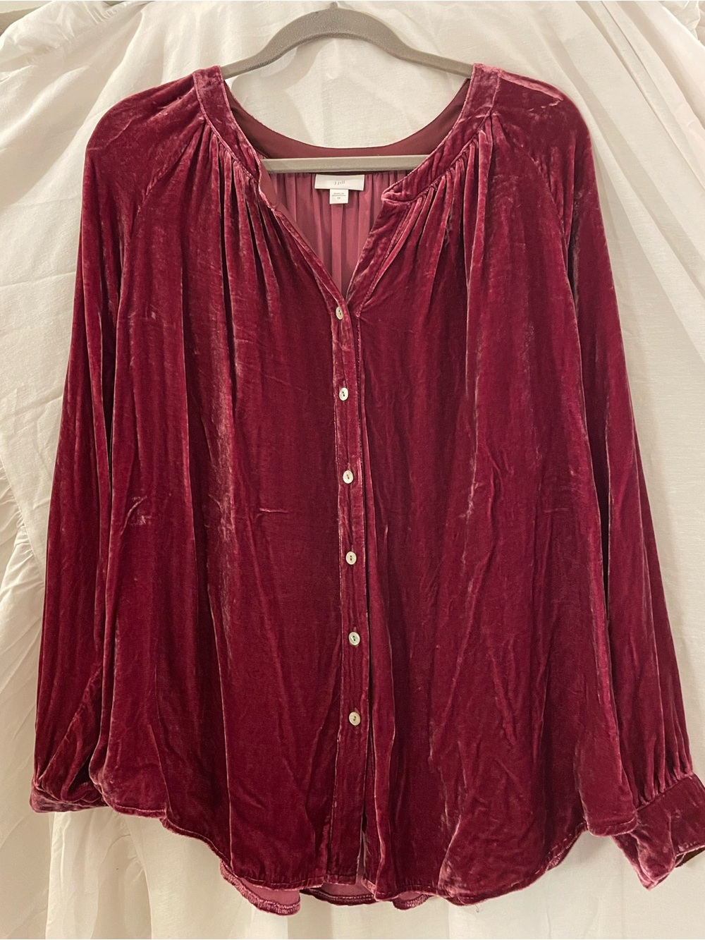 J. Jill Velvet Button-Front Blouse - Mullberry